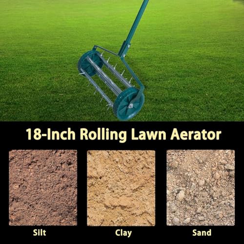 THUNDERBAY 18-Inch Heavy-Duty Rotary Spike Lawn Aerator for Garden & Yard, w/o Mud Guard - style: ARL001
