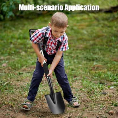 Multi-Task Small Shovel 31" - D-Handle Ergonomic Design for Raised Garden Beds, Outdoor Compact Spaces & Family Camping (Rustproof & Ultra-Light), Silver - color: Silver