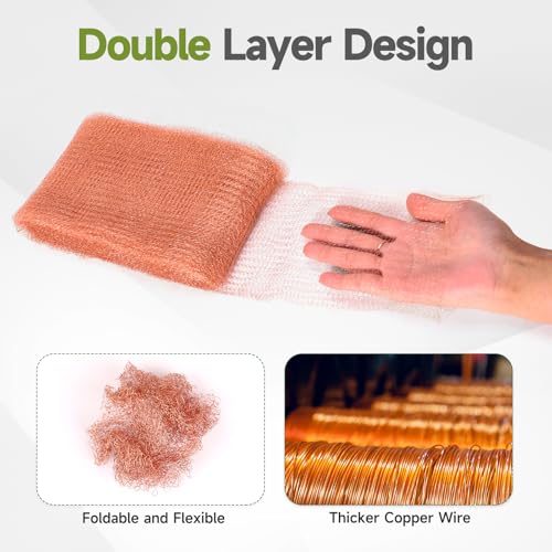 5th Gen Copper Mesh Rodent Control Set, 4in x 30ft Premium Pure Copper Wool - size: 30FT