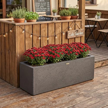 31" Rectangular Outdoor Planter - Handmade Fiberglass Composite - color: Charcoal Gray, size: Medium