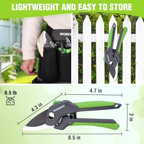 WORKPRO 8.5" Bypass Pruning Shear, Garden Scissors & Clippers