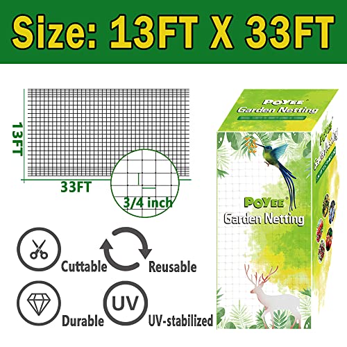 POYEE Bird Netting, 13x33FT Heavy Duty Garden Netting - size: 13 x 33 FT