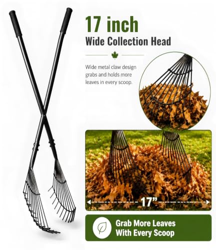 Leaf Grabber Rake, Long Handle Leaf Picker Upper for Yard Debris