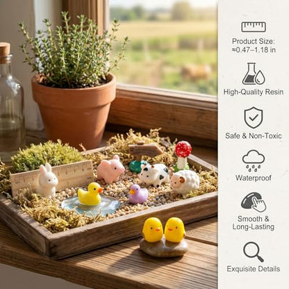 Zerobe 40Pcs Mini Farm Animal Figurines: Resin Fairy Garden Accessories - color: Farm