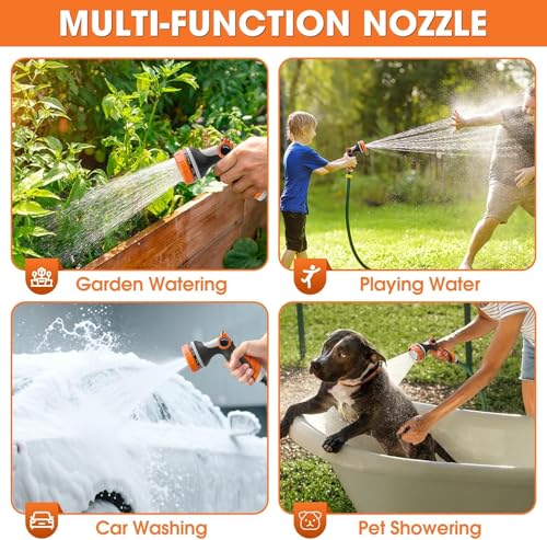 Garden Hose Nozzles,Hose Spray Nozzle with Adjustable 10 Watering Patterns - color: Orange&Orange