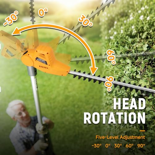 Hoteche 2-in-1 Telescoping Pole Saw & Hedge Trimmer | 500W/700W, 195-253CM, Orange-Black, Color Box