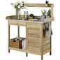 Yaheetech Potting Bench Outdoor Potting Table with Storage,Light Green - color: Light Green