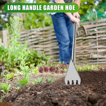 BARAYSTUS 2‑in‑1 Garden Hoe & Weed Rake with Long Handle for Weeding