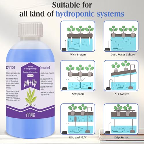 General Hydroponics pH Up Liquid, pH Control Liquid Increase pH Levels - color: Blue pH Up
