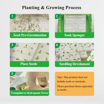 Hydroponics Growing System, 30-Plant Indoor Hydroponic Tower with Pump System, Plants Germination Kit, Smart Aeroponic Herb Garden, Vertical Hydroponic System for Gardening Lover (No Seed) - color: White