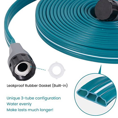 LINEX Sprinkler Soaker Hose 15ft x 2, Garden Lawn Watering Hose with Stakes - size: 30FT(15FT*2pack)
