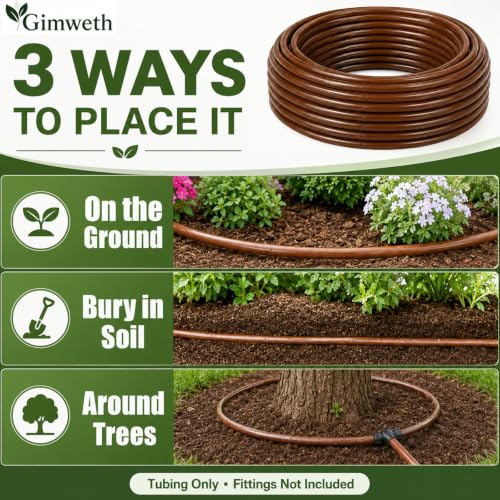 1/4 Inch Drip Irrigation Tubing, 100 ft Brown PVC Dripline