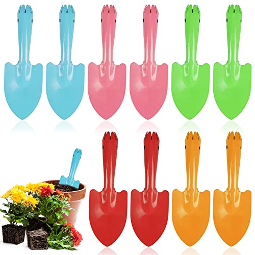 Mini Colorful Trowel Metal Garden Hand Shovels, 10 pcs Garden Tools for Kids Teens Adults Soil Planting Sand Box