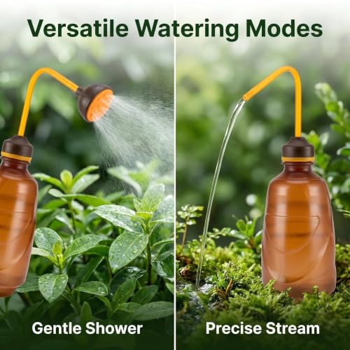 Watering Can for Seedlings, 15oz Plant Watering Can, Indoor Plant Watering Can, Flower Watering Can, Small Watering Can for Houseplants, Garden Flowers, Succulents(Brown) - color: Brown