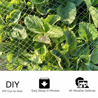 Bird Netting 7.5x100 FT 1/2 Inch Mesh Heavy Duty Woven Mesh Netting - size: 7.5x100Ft-0.5"