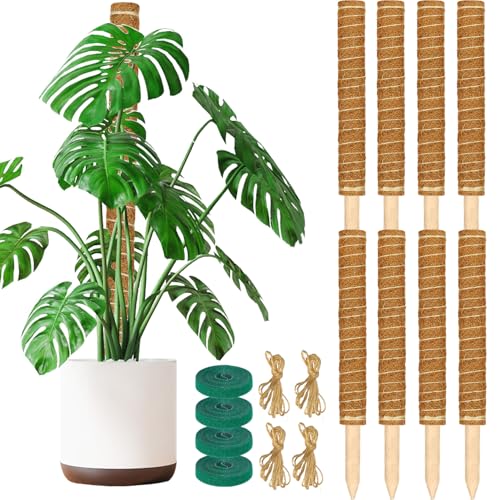 ALENEY Moss Pole, 8 Pack 17 inch Monstera Plant Support Stackable Moss Poles for Plants, Coir Totem Pole Tall Moss Pole for Climbing Plants, Sphagnum, Indoor Potted Plants - size: 8 Pack
