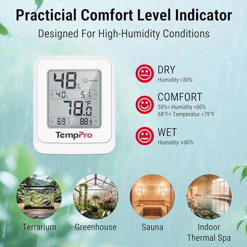 TempPro TempAir Digital Hygrometer Indoor Thermometer with IPX5 Waterproof