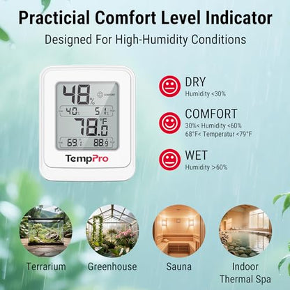 TempPro TempAir Digital Hygrometer Indoor Thermometer with IPX5 Waterproof
