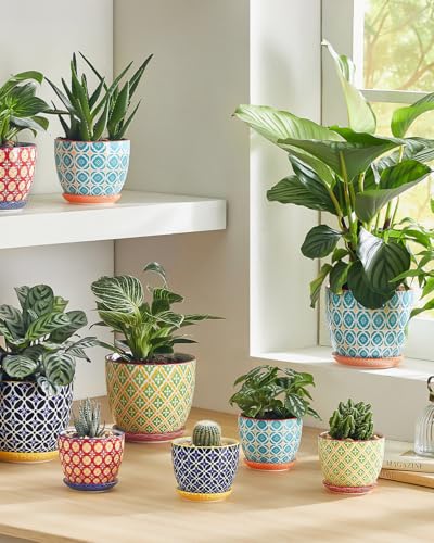Metahom 3.8 Inch Succulent Pots, Ceramic Pots for Plants, Set of 4 - size: 3.8 inch