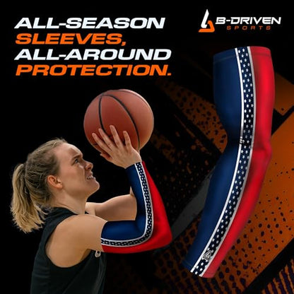 B-Driven Sports Sleeve Pro-Fit - Patriotic Arm Sleeve - USA, Cuba, Mexico, Israel, Canada, Venezuela, Dominican Rep. - Single - color: Usa Stripes, size: XXXX-Small (Youth Small)