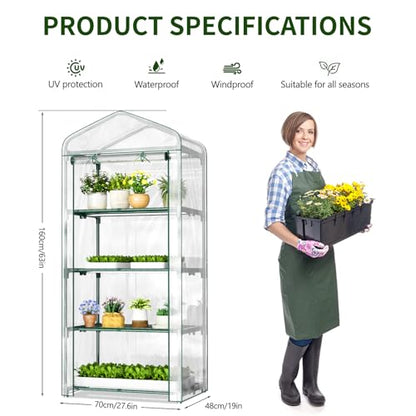 SUNYRISY 4 Tier Indoor Greenhouse with Grow Lights