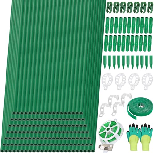 Lezmarket 150 Pack Garden Stakes(16" Each), Plant Support Stakes, DIY 4ft 5ft 6ft 7ft Sturdy Fiberglass Plant Sticks Support Garden Trellis for Growing Climbing Tomato Vegetables Flowers - size: 150Pack