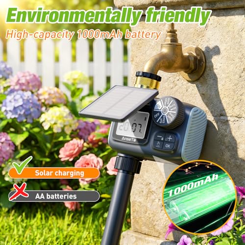 Solar Type-C Rechargeable Sprinkler Water Timer for Garden Hose Lawn