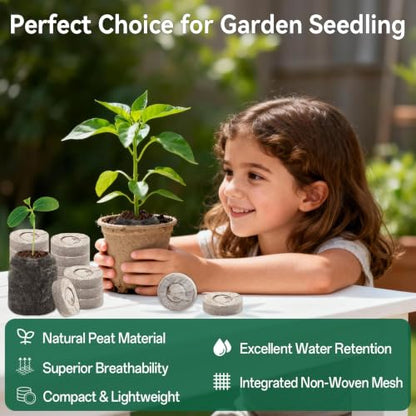 Halatool 300 Pcs 30mm Peat Pellets for Seedlings, Seed Starter Soil - size: 300 Pcs 30mm