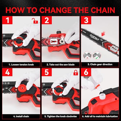 ONEVAN 4-in-1 Battery Pole Saw & Electric Pruning Shears 2x 3.0Ah Battery