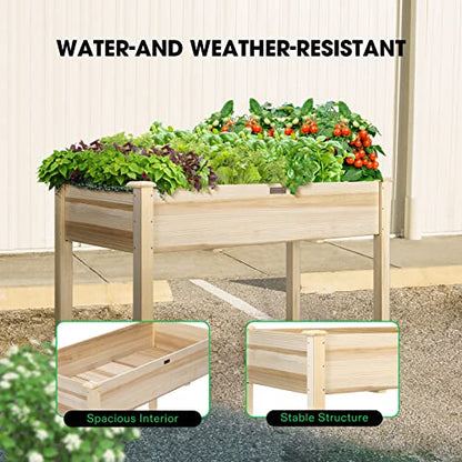 VIVOSUN Raised Garden Bed with Legs Outdoor Wood 48x24x30 Elevated Planter - size: 48 x 24 x 30 Inches (Elevated)