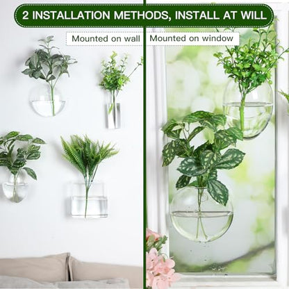 Baderke 4 Pcs Wall Hanging Planter Wall Window Propagation Station Hanging Planter Glass Terrarium Container Plant Propagation Station Vase for Garden Office Decor(Geometric)