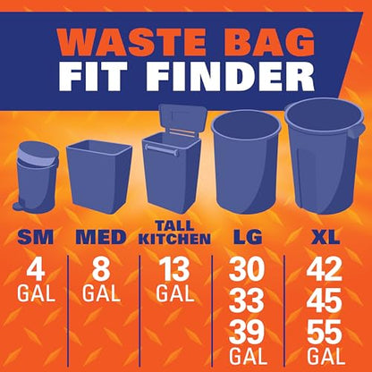 Hefty Strong 30 Gallon Trash Bags with Drawstrings, Black, Unscented, 28ct - size: 28 Count (Pack of 1)