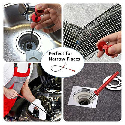 Housolution 28.34in Grabber Tool Magnetic, Bendable with LED Lights, Red - color: Red