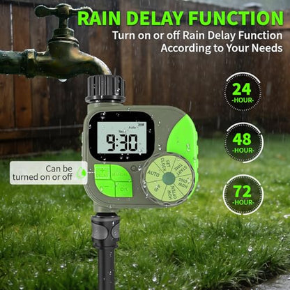 Sprinkler Timer for Garden Hose - Irrigation Timer for Outdoor Faucet, Automatic Programmable Watering Irrigation with Rain Delay/Manual Mode, Watering System Drip Irrigation for Yard Lawn Pool