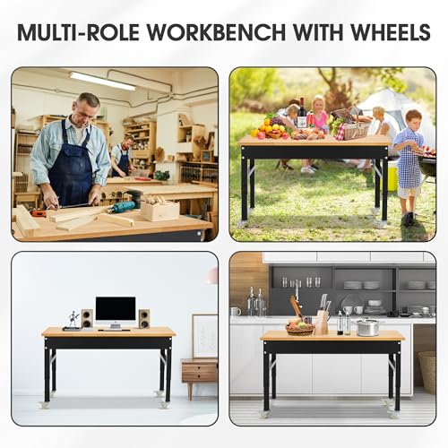 Antifir 60'' Adjustable Workbench, Heavy Duty Workstation - size: 60"x24"|Socket