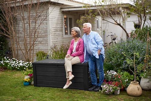 Keter Westwood Outdoor Storage Deck Box, 150 Gallon, Dark Grey - color: Dark Grey