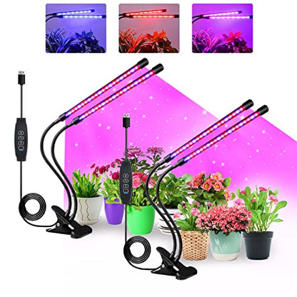 Grow Lights for Indoor Plants, Full Spectrum Dual-Head Clip Plant Lights - size: Red+Blue-2 Head 2 Pack