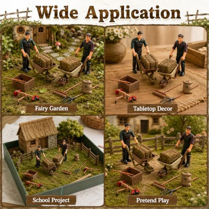 Garneck 12 Piece Miniature Farm Accessories Farmer Figures Tool Diorama Set