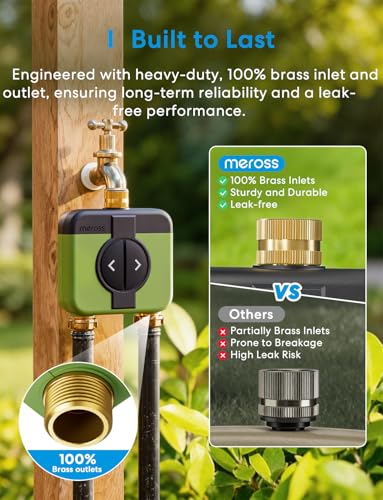 meross WiFi Water Timer for Garden Hose, Rain Skip, Remote Control, IP65 - size: WiFi Water Timer with Hub