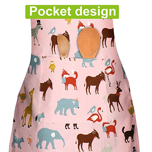 Jennice House Kids Aprons, Cotton Children Aprons with Adjustable Neck Strap Child Chef Aprons - color: Pink, size: Small