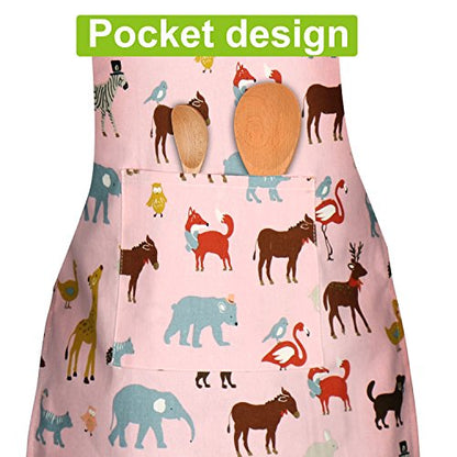 Jennice House Kids Aprons, Cotton Children Aprons with Adjustable Neck Strap Child Chef Aprons - color: Pink, size: Small