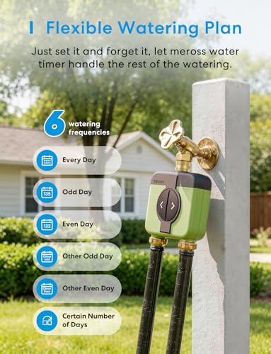 meross WiFi Water Timer for Garden Hose, Rain Skip, Remote Control, IP65 - size: WiFi Water Timer with Hub