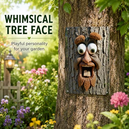8x12 Inch Tree Face Metal Sign - color: The surprised tree face