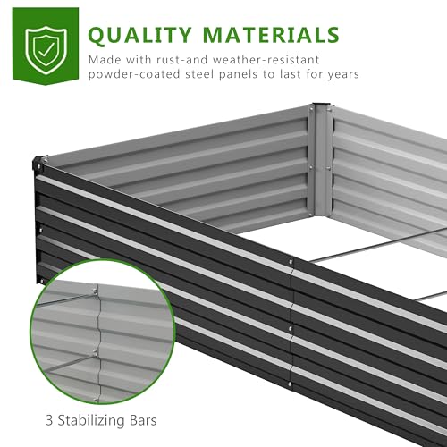2PCS 9x3x1ft Galvanized Raised Garden Bed Kit,Metal Planter Box for Vegetables,Flowers,Herbs Durable Rust-Resistant Patio Gardening Beds,Black - color: Black, size: 9x3x1(2PCS)