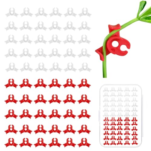 60PCS Plant Training Clips, 90 Degrees Bud Trainer Clips Low Stress Training Clips Bud Bender for Plant Gardening (Red+White) - color: Red+White