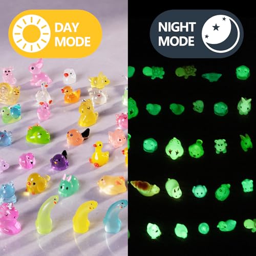 60 Pcs Mini Resin Animals, Glow in The Dark Tiny Animal Figurines - color: 60p-luminous Animals