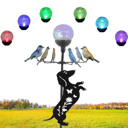Solar Wind Spinner with Multi Color Changing LED Light - color: Dachshund