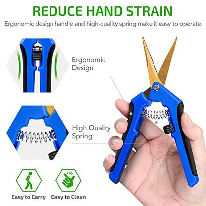 iPower GLPRNR6BLTI 6.5" Pruning Shear Hand Pruner for Gardening Potting with Titanium Coated Curved Precision Blades, 1-Pack, Blue - size: 1Pack, style: Blue