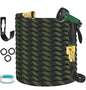 Garden Hose 100 ft, Non-Expandable Flexible Water Hose with 10 Function Spray Nozzle, Lightweight, Leak Proof, Kink-Free, Portable Hose for Outdoor, Yard, Lawn, High-Density Fabric, Black Green
