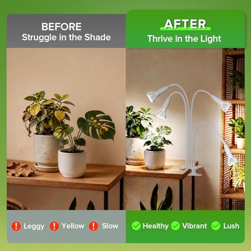 Clip on Grow Light, 40W LED Full Spectrum Bulb, 600W Equivalent - size: 4 Head